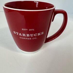 2008 Starbucks Vibrant Red Mug with White Rim